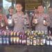 Ratusan Botol Miras Berbagai Merek di Sita Polres Lampung Utara