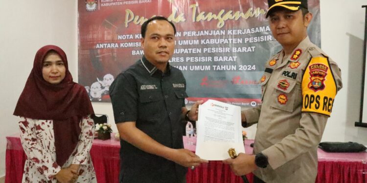 Polres Pesisir Barat Bersama KPU dan Bawaslu Komitmen Kerjasama Untuk Penyelengaraan Pemilu